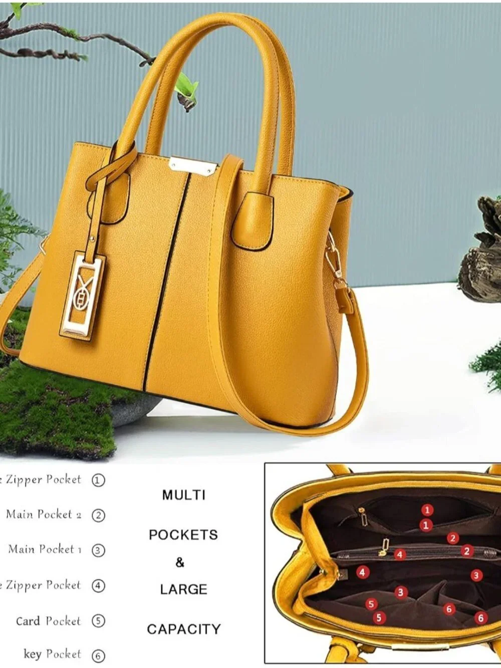 Women's D8 Yellow Shoulder Tote Bags Top Handle Satchel Purses and Handbags
